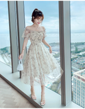 Simple Fashion Floral Short Sleeves Design Chiffon Women Dress HZ1024
