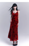 Simple Fashion Floral Pattern Design Spaghetti Strap Dress HZ1024