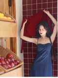 Simple Fashion Red Cardigan & Spaghetti Strap Denim Dress HZ1024