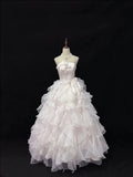Vintage Light Pink Strapless Chiffon Sweet 16 Quinceanera A-Line Ruffles Evening Dress Ball Gown HZ1024