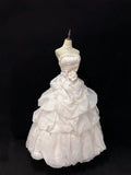 Elegant Light Pink Strapless Satin Sweet 16 Quinceanera A-Line Evening Dress Ball Gown HZ1024