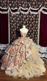 Retro Strapless Satin Sweet 16 Quinceanera A-Line Tiered Evening Dress Ball Gown HZ1024