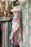 Vintage Floral Sweetheart Prom Dress Spaghetti Strap Evening Dress Long Sheath Formal Dress HZ1024