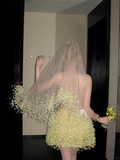 Fashion Yellow Sequined Strapless A-Line Veil Design Tulle Party Dress Homecoming Dress HZ1024