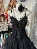 Vintage Black Sweetheart Design Elegant Spaghetti Strap Tiered Homecoming Dress HZ1024
