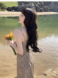 New Stylish Leopard Design A-Line Spaghetti Strap Dress HZ1024