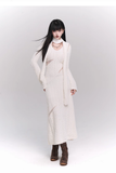 New Fashion White Sweater Style Long-sleeved Dress HZ1024