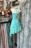 Retro Blue Sweetheart Ruffle Design A-line Chiffon Party Dress Homecoming Dress HZ1024