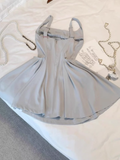 New Simple Square Collar Design A-line Sleeveless Spaghetti Strap Dress HZ1024