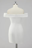 Charming Satin White Off-the shoulder Bodycon Design A-line Homecoming Dress HZ1024