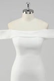 Charming Satin White Off-the shoulder Bodycon Design A-line Homecoming Dress HZ1024