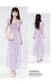 Simple Fashion Floral Design Sweet A-line V-neck Short-sleeved Dress HZ1024