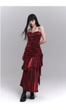 Vintage Fashion Red Spaghetti Strap Dress HZ1024