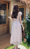Simple Fashion Red Floral Design A-line Long High-waisted Dress HZ1024