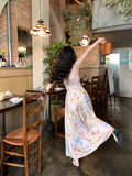 New Simple Fashion Floral Design A-Line Beach Holiday Halter Dress HZ1024