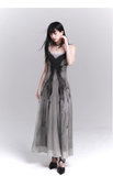 Women Fashion Design Sense Seaside Party Grey Spaghetti Strap Dress HZ1024