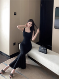 New Back Butterfly Cutout Design Slim Mermaid Spaghetti Strap Dress HZ1024