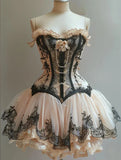 Retro Strapless Sweetheart Lolita Princess Dress A-line Applique Chiffon Party Dress Homecoming Dress HZ1024
