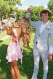 Vintage Pink Chiffon Ruffled Backless Homecoming Dress Party Dress Cocktail Dress HZ1024