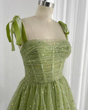 Charming Green Glitter Sequin Tulle Design A-line Homecoming Dress HZ1024