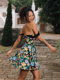 Vintage Floral Short A-Line Party Dress Cocktail Dress Homecoming Dress HZ1024