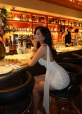 Vintage Shiny Sequin V-neck Short Sheath Party Dress Cocktail Dress Homecoming Dress HZ1024