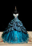 Gorgeous Sweetheart Beaded Pleated Tiered A-Line Ball Gown Sweet 16 Quinceanera Evening Dress HZ1024