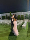 Enchanting Pink Lace Backless Mermaid Long Prom Dress Party Dress Evening Dress HZ1024