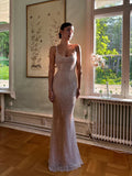Elegant Pink Glittering Sequin Mermaid Spaghetti Strap Prom Dress Party Dress Evening Dress HZ1024