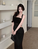 New Chic Holiday Style Mesh Patchwork Halter Slim Dress HZ1024