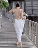 New Stylish White Sleeveless Backless Beach Spaghetti Strap Dress HZ1024