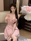 Stylish Sexy Rose Flower Design Spaghetti Strap Dress HZ1024