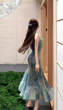 New Stylish Floral Design Elegant Casual Spaghetti Strap Dress HZ1024