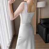 Vintage Simple Design Slim Spaghetti Strap Dress HZ1024