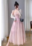 Vintage Simple Pink Plaid Elegant Design Short Sleeves Women Dress HZ1024