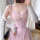 Vintage Simple Pink Plaid Elegant Design Short Sleeves Women Dress HZ1024