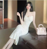 Simple Fashion White Design A-Line Strapless Mermaid Dress HZ1024