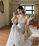 Simple Elegant Floral Lace Design A-line Spaghetti Strap Dress HZ1024