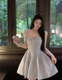 New Fashion Light Blue Sequined Design A-line Sleeveless Beach Holiday Spaghetti Strap Dress HZ1024