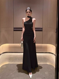 Simple Fashion 3D Flower Mermaid Design Prom Dress Elegant A-line Halter Dress HZ1024