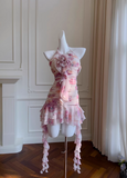 Sweet Floral Ruffled Hem Design A-line Halter Party Dresses Homecoming Dresses, HZ1024
