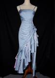 Elegant Chiffon Prom Dress Sheath Evening Gown Party Dress Spaghetti Strap Formal Dress HZ1024