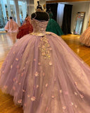 Elegant Applique Beaded Spaghetti Strap Sweet 16 Quinceanera A-Line Tulle Floor-length Prom Dress Birthday Dress Evening Dress Ball Gown HZ1024