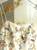Vintage Beige Spaghetti Strap Floral Applique Design Elegant A-Line Evening Dress Prom Dress HZ1024