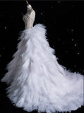 Vintage Sparkling Beaded Mermaid Design Strapless Princess Wedding Dress HZ1024