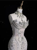 Vintage Sparkling Beaded Mermaid Design Strapless Princess Wedding Dress HZ1024