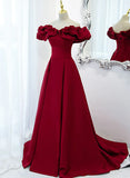 Wine Red Off Shoulder Sweetheart Long Party Dress, Wine Red Prom Dress Evening Dress HZ1024