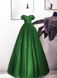 A-line Off Shoulder Sweetheart Simple Party Dress, Tulle Long Prom Dress HZ1024