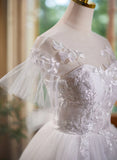 Cute White Tulle with Lace Short Party Dress, White Graduation Dress HZ1024