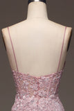 Glitter Blush Mermaid Spaghetti Straps Long Prom Dress with Beading HZ1024